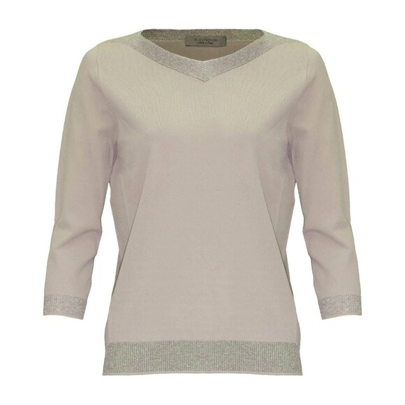 Sweaters - D. Exterior Taupe Glitter Rib Blouse